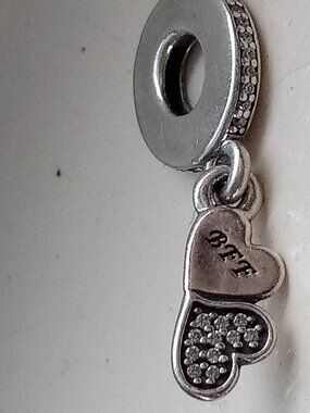 PANDORA BFF Best Friends Forever Heart Dangle Charm S925  ALE Sterling Silver